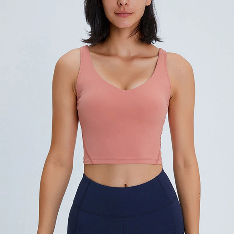 Women Breathable Fitness Tank Tops Yoga Sports Crop Tops with Pads