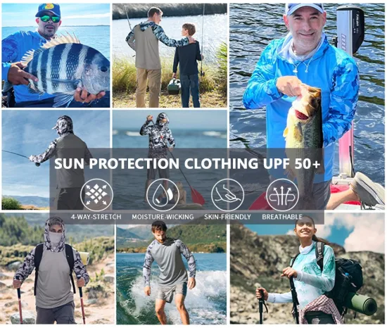 Индивидуальный дизайн Защита от солнца с длинными рукавами Сетка из полиэстера Спортивная одежда для тренировок и походов Одежда для рыбалки
